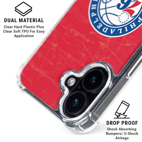 NBA Philadelphia 76ers Distressed iPhone 16 Clear Case
